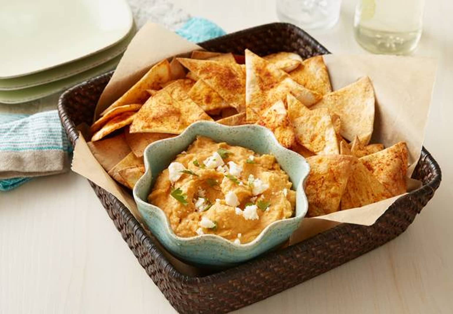Taco Hummus and Tortilla Chips